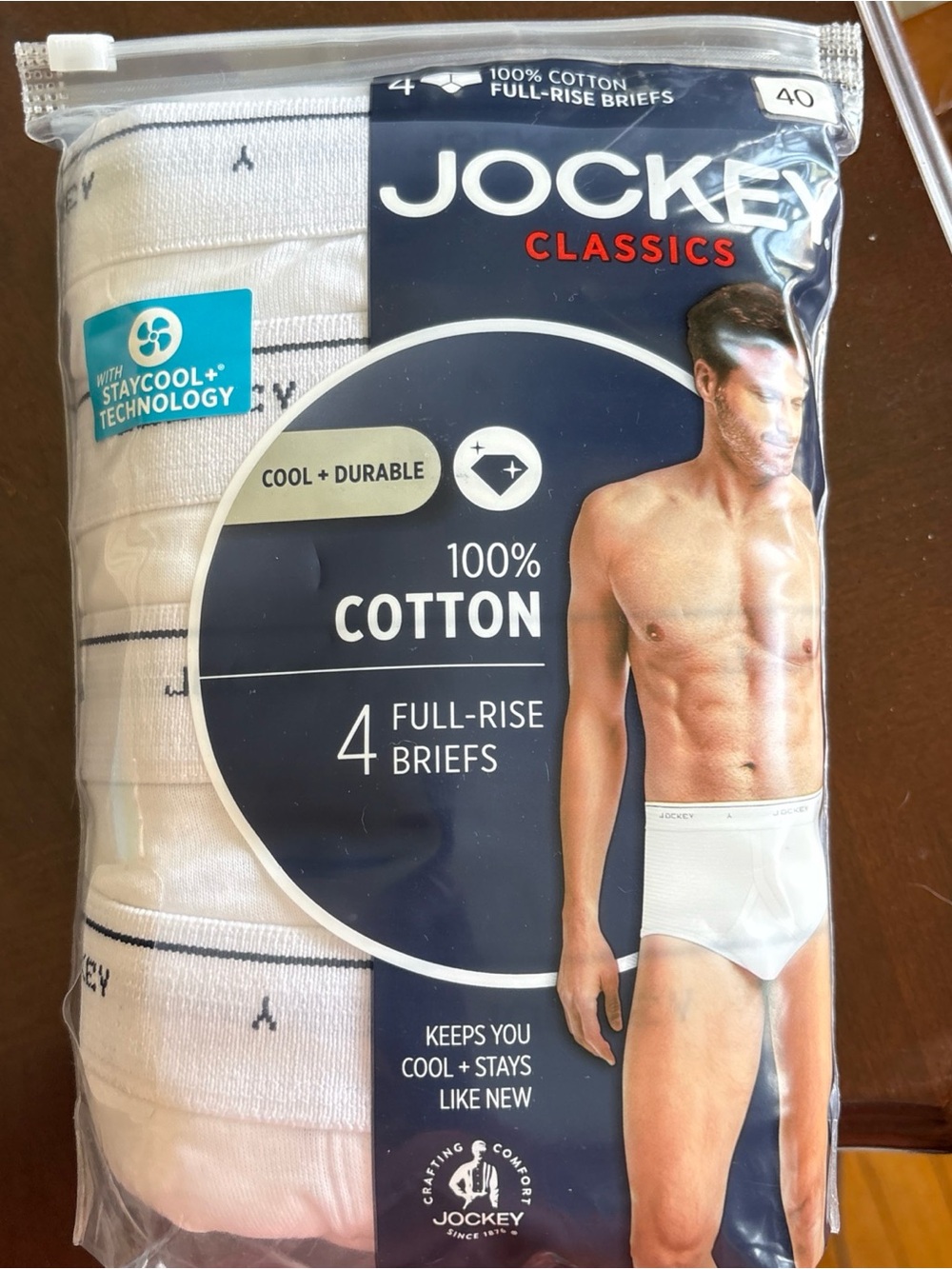Jockey Classics Men's Full-Rise Briefs - White (4-Pack) size 40